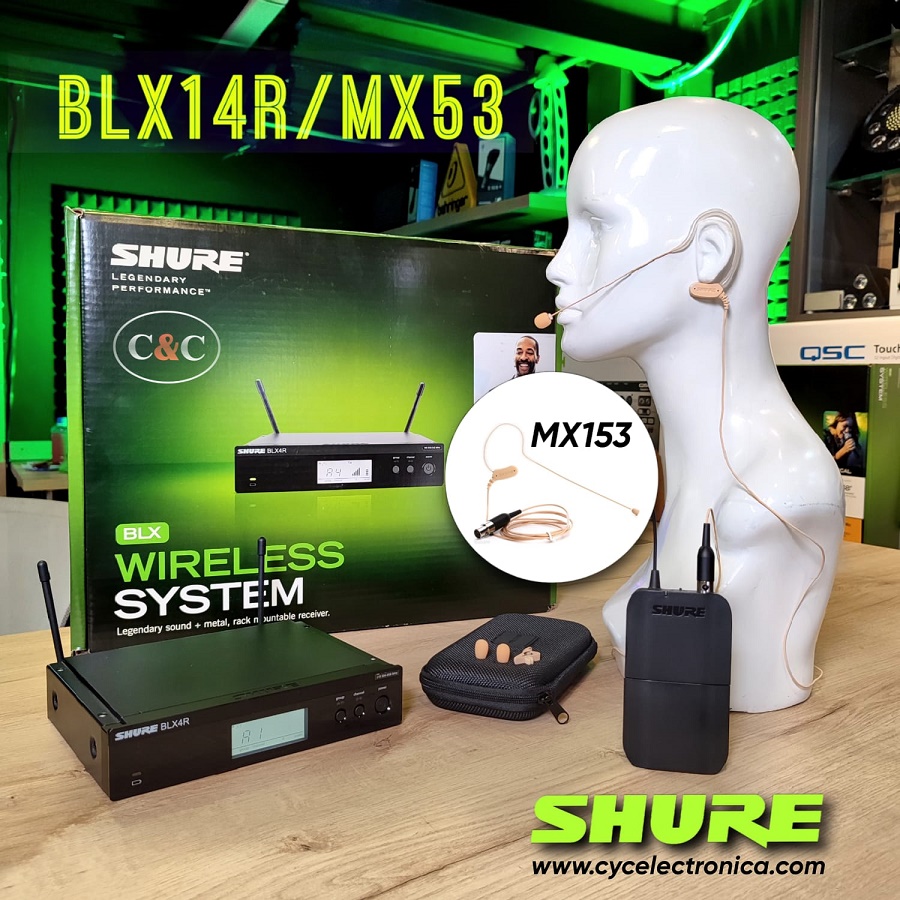 Micrófono inalámbrico de diadema Shure BLX14/MX53 - Avisual PRO